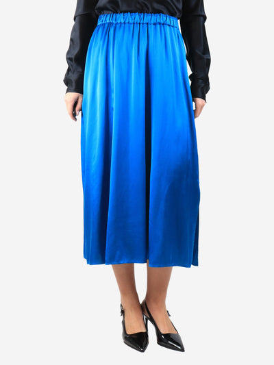 Blue elasticated silk midi skirt - size UK 12 Skirts Forte Forte 