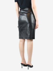 Givenchy Black leather ruffled midi skirt - size UK 10