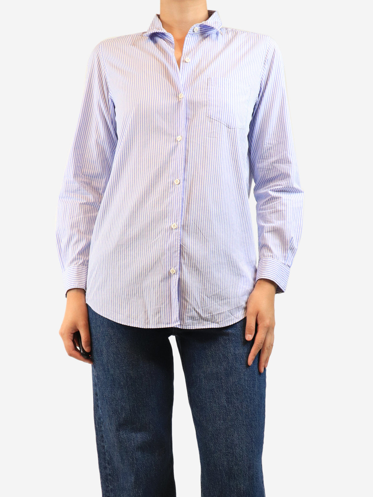 Blue and white striped shirt - size UK 8 Tops Muse 