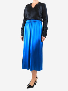 Blue elasticated silk midi skirt - size UK 12 Skirts Forte Forte 