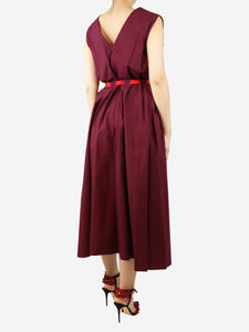 Roksanda Wine Alenia drawstring-waist poplin maxi dress - size UK 10