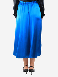 Blue elasticated silk midi skirt - size UK 12 Skirts Forte Forte 