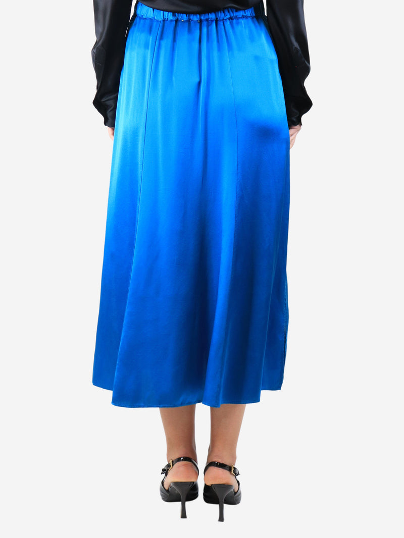 Blue elasticated silk midi skirt - size UK 12 Skirts Forte Forte 