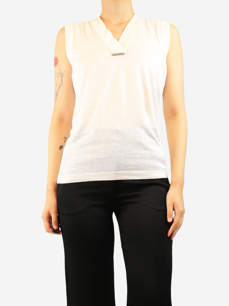 White sleeveless knit top - size UK 10 product image