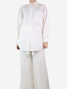 Silk Laundry White pinstriped oversized shirt - size XS