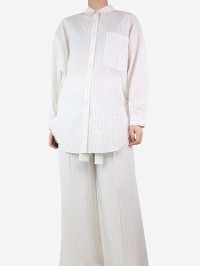 White pinstriped oversized shirt - size XS Tops Silk Laundry 