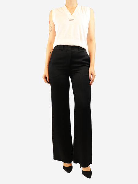 Black satin trousers - size UK 8 alternate image