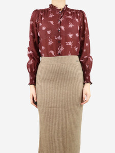 ME+EM ME+EM Burgundy printed blouse - size UK 10