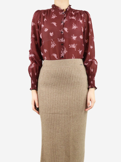 ME+EM Burgundy printed blouse - size UK 10 Tops ME+EM 