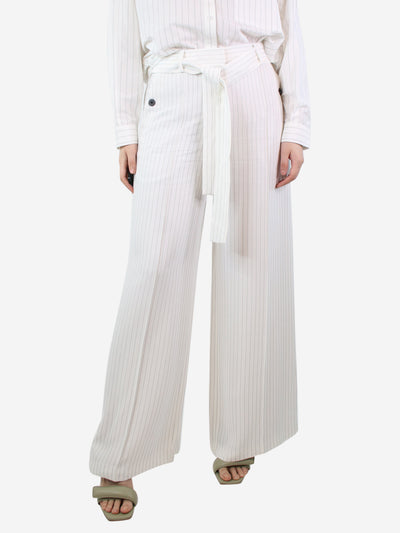 White pinstripe wide-leg trousers - size UK 10 Trousers ME+EM 