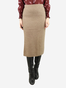 Piazza Castello Beige ribbed knit midi skirt - size UK 10