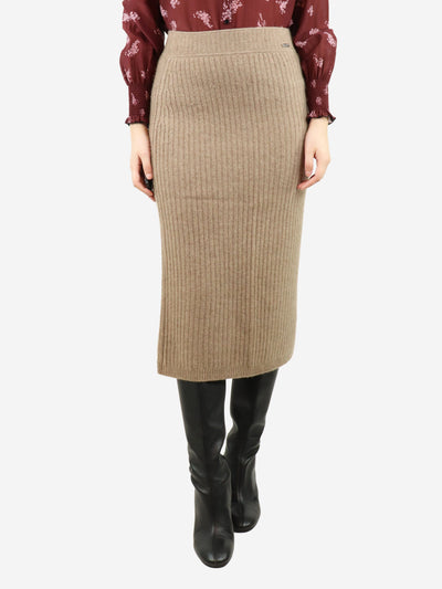 Beige ribbed knit midi skirt - size UK 10 Skirts Piazza Castello 