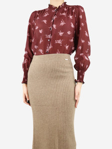 ME+EM ME+EM Burgundy printed blouse - size UK 10