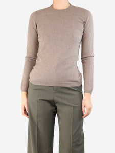 Brunello Cucinelli Brown cashmere jumper with suede elbow patch- size M