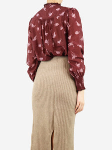 ME+EM ME+EM Burgundy printed blouse - size UK 10