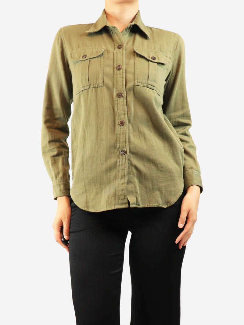 Green cotton shirt - size UK 8