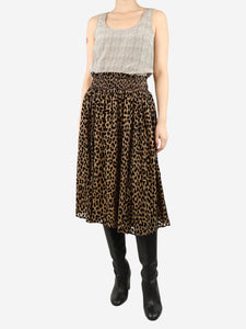 Kate Spade Neutral leopard print midi skirt - size S