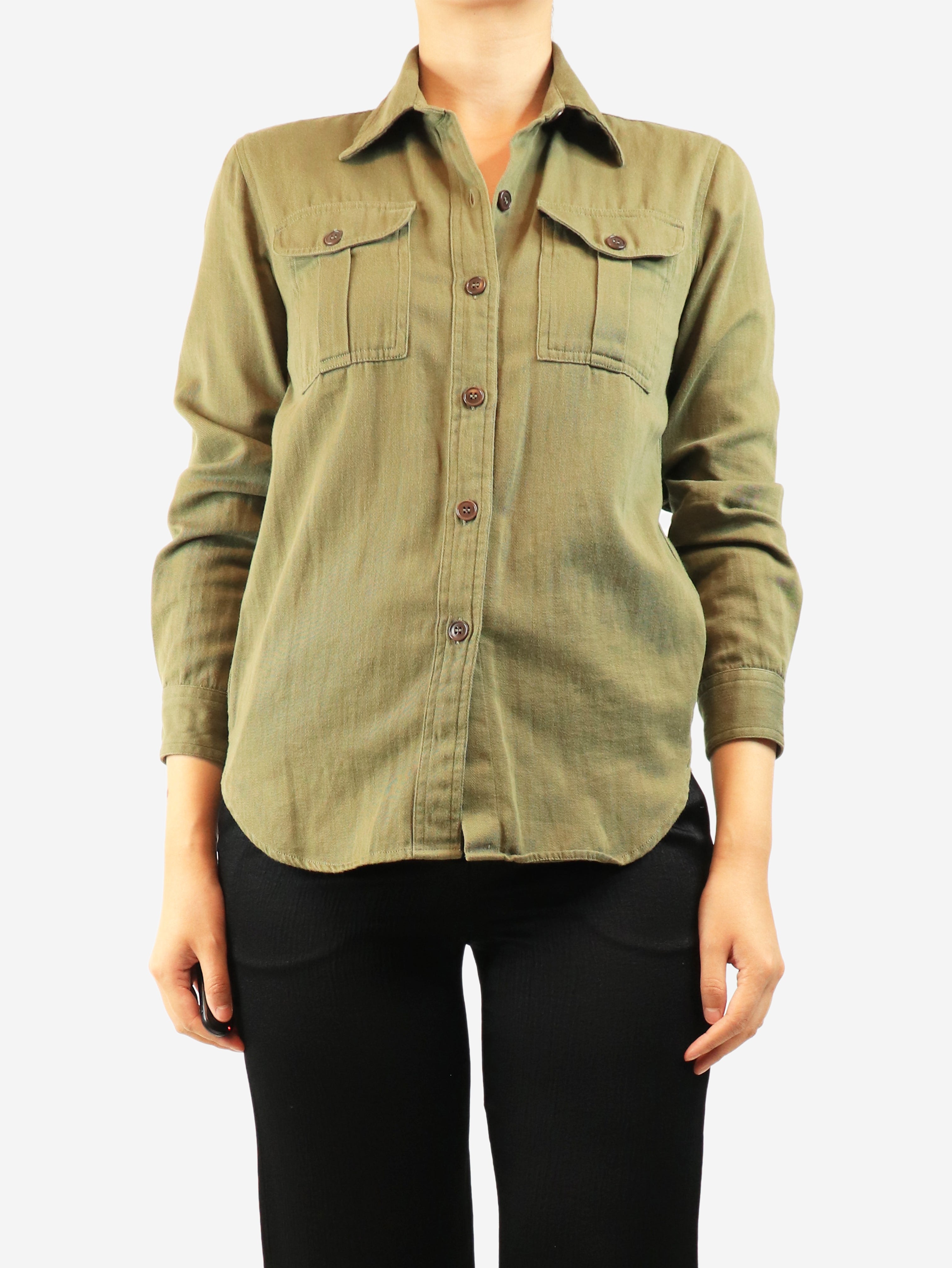 Green cotton shirt - size UK 8