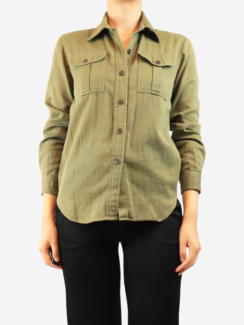Green cotton shirt - size UK 8