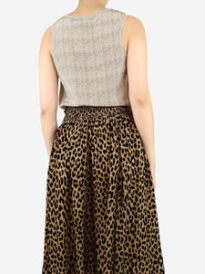 Joseph Brown sleeveless leopard print top - size UK 10