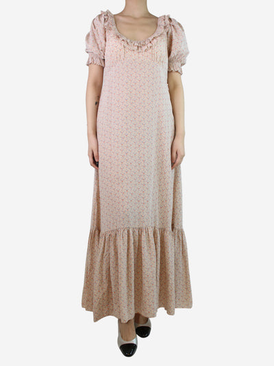 Pink floral-printed ruffle silk dress - size L Dresses Doen 