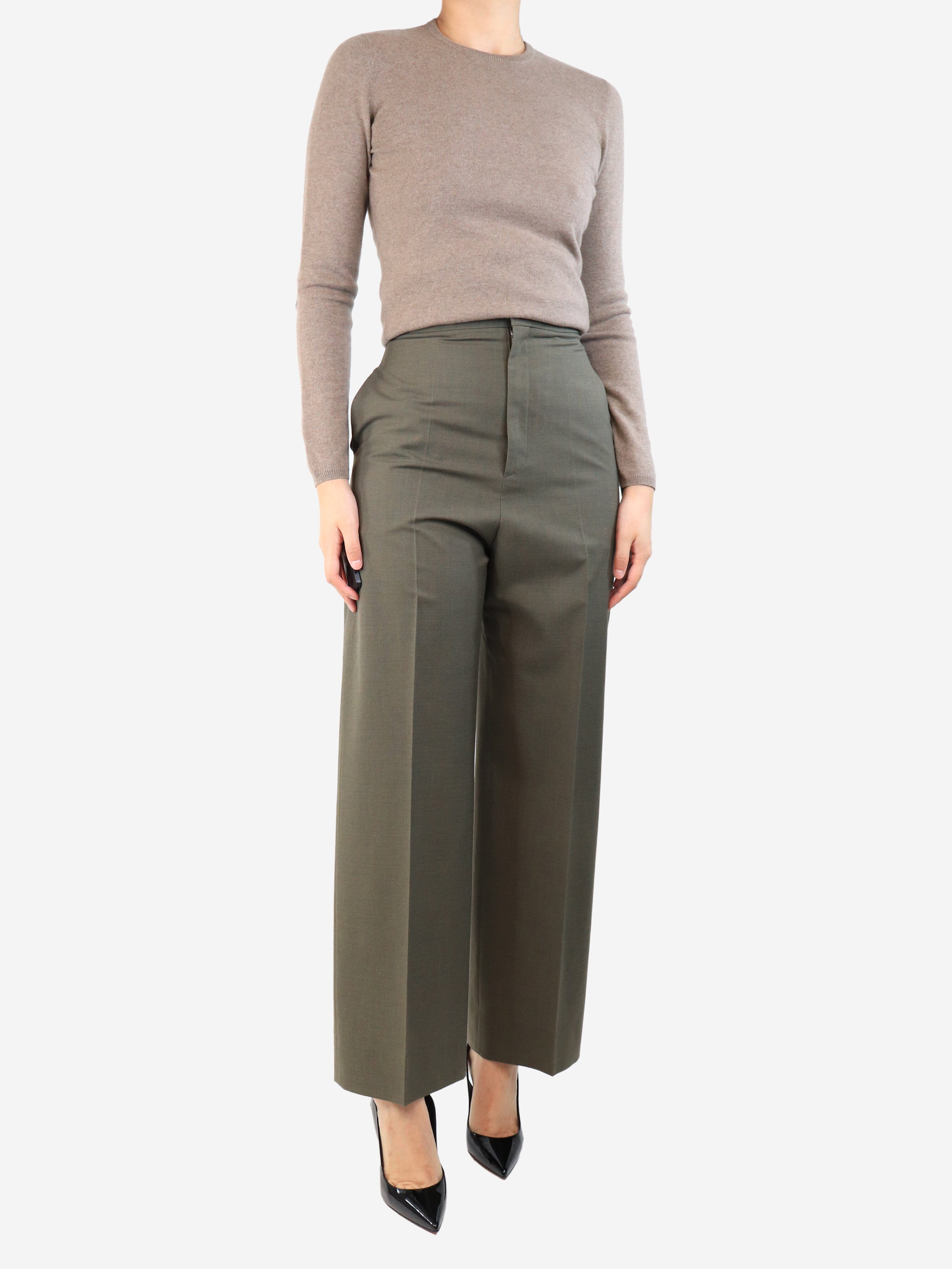 Khaki tailored trousers - size UK 8 Trousers Loewe 