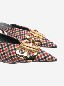 Balenciaga Red check pointed-toe kitten heel - size EU 38