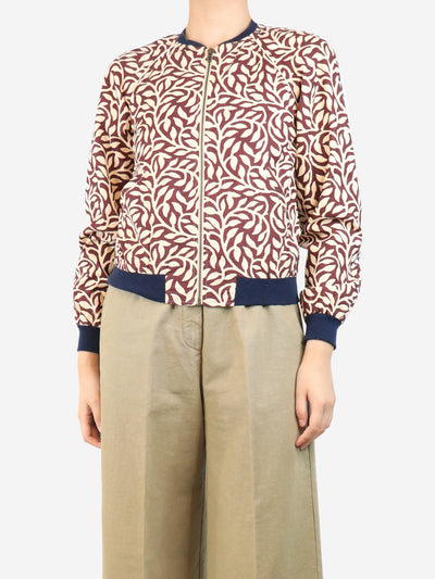 Burgundy foliage bomber jacket - size UK 8 Coats & Jackets Soeur 