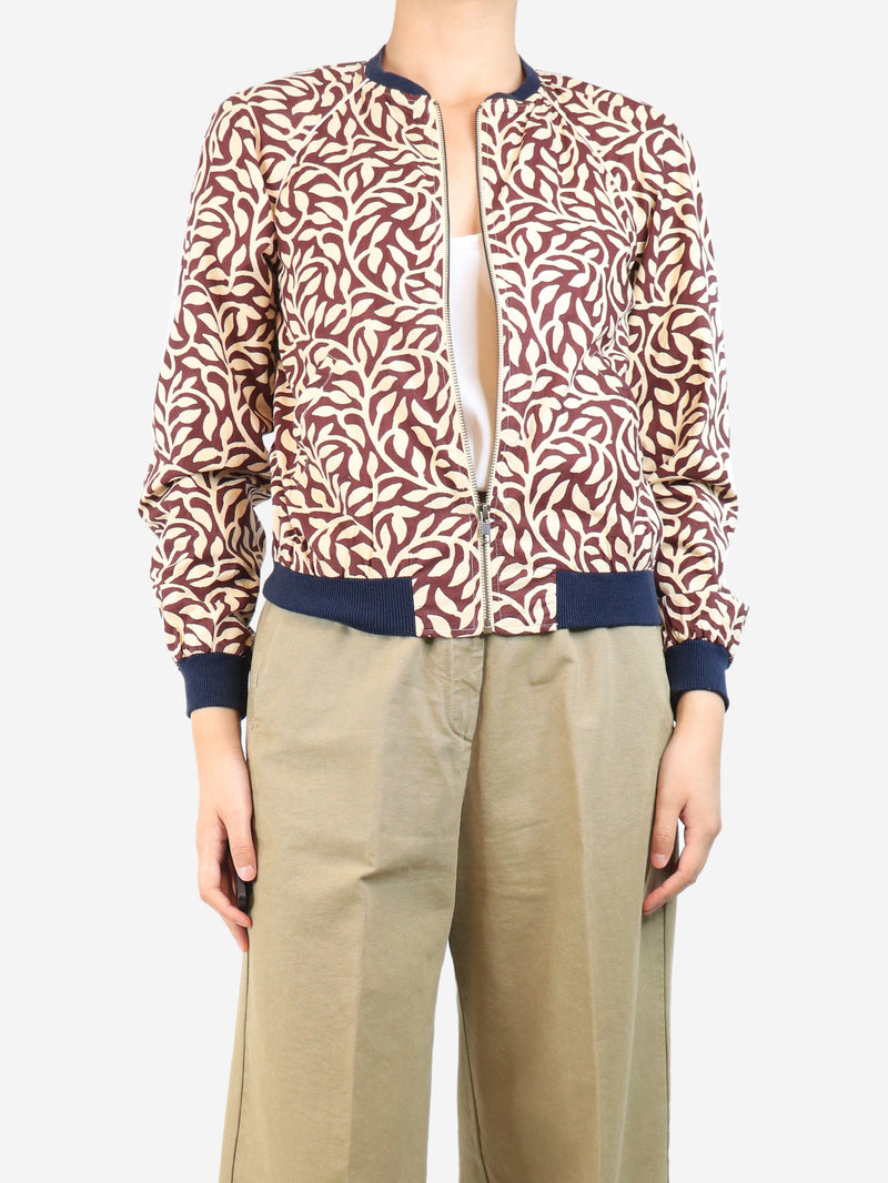 Burgundy foliage bomber jacket - size UK 8 Coats & Jackets Soeur 