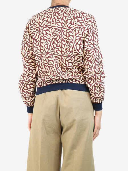 Burgundy foliage bomber jacket - size UK 8 alternate image