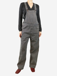 Isabel Marant Black Madeline striped dungarees - size UK 8