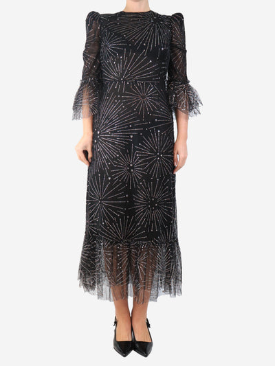 Black semi-sheer sequin embellished midi dress - size UK 10 Dresses The Vampire's Wife 