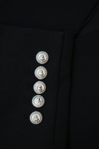 Balmain Black padded-shoulders double-breasted blazer - size UK 18