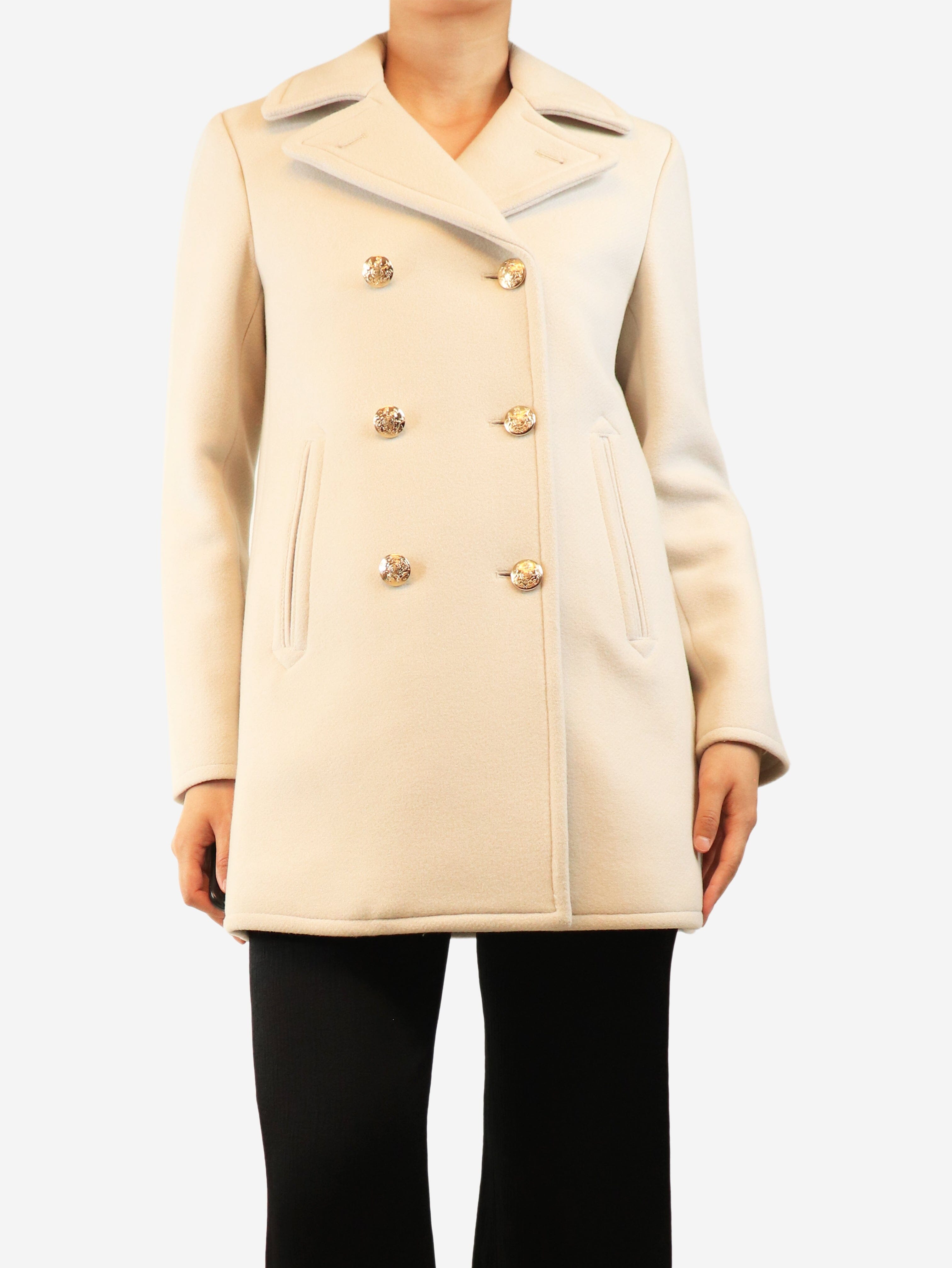 Neutral double-breasted wool coat - size S Coats & Jackets Nili Lotan 