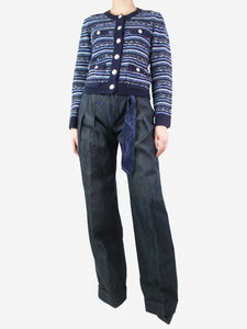 Evisu Dark blue belted jeans - size UK 12