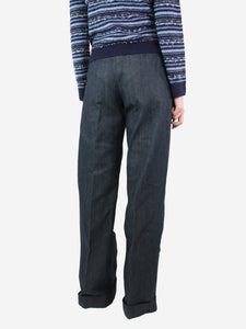 Evisu Dark blue belted jeans - size UK 12