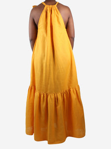 Asceno Orange halter neck sleeveless maxi dress - size M