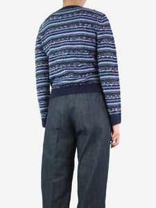 L'Agence Blue metallic Woodson knit cardigan - size S