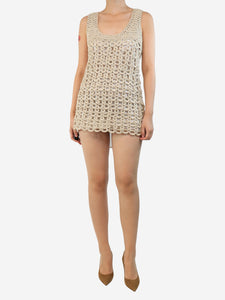 Miu Miu Neutral crochet mini dress - size UK 10