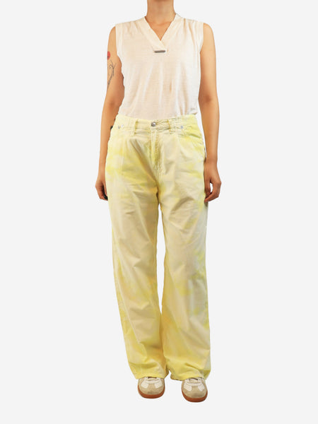 Pale yellow SS22  Damon pleated wide-leg jeans - size UK 8 alternate image