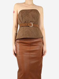 Max Mara Brown quilted bustier top - size UK 12