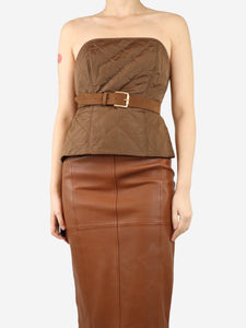 Max Mara Brown quilted bustier top - size UK 12