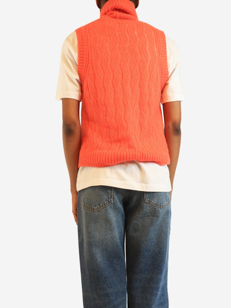 Coral cashmere-blend vest with snood - size S alternate image