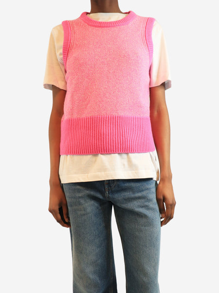 Pink wool-blend jumper vest with snood - size S product image