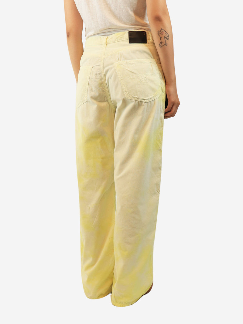 Pale yellow SS22 Damon pleated wide-leg jeans - size UK 8 Denim R13 