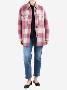 Isabel Marant Etoile Purple and cream plaid shacket - size UK 8