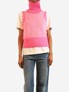 Pink wool-blend jumper vest with snood - size S Knitwear ME+EM 