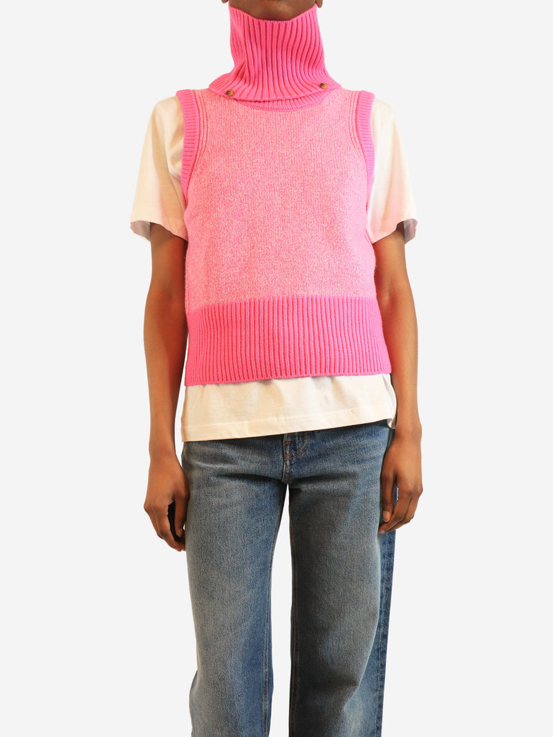 Pink wool-blend jumper vest with snood - size S Knitwear ME+EM 