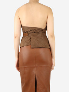 Max Mara Brown quilted bustier top - size UK 12