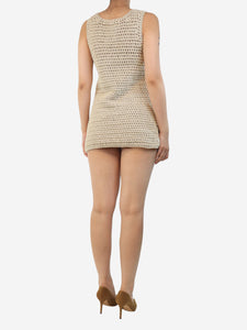 Miu Miu Neutral crochet mini dress - size UK 10